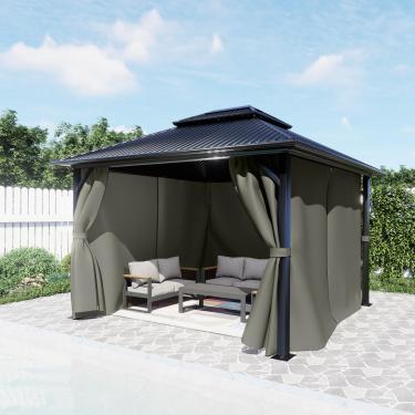 Imagem de BPS Cortina de gazebo de 3,5 m x 3,5 m, privacidade, 4 painéis, cortina de substituição para exterior (apenas cortina)