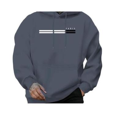 Imagem de Moletom Masculino Com Capuz Estilo Solto Para Outono Inverno Com Estam