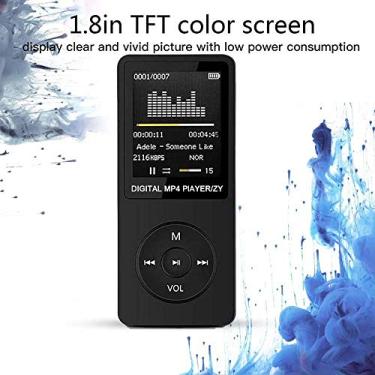 Imagem de Generic MP3 MP4 Player Leitor de Música Portátil Ultrafino Com Tela TFT de 1,8 Polegadas para Alunos Fácil Aprendizado de Idiomas Microfone Embutido e Rádio FM para Estudo e Entretenimento PVC Preto