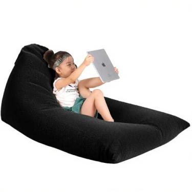 Imagem de Jorbest Cadeira pufe para adolescentes, poltronas de 1,5 m com espuma de memória e luxuosa capa de veludo cotelê para namorada namorado, poltrona de sofá macia com enchimento (preto, 2GG)