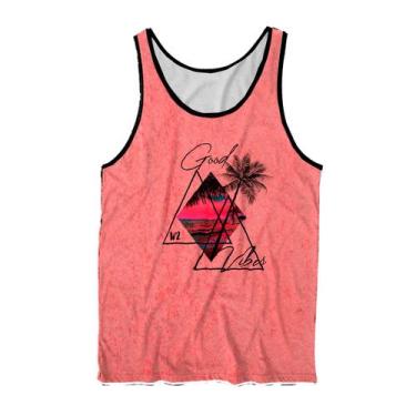 Imagem de Camiseta Regata Unissex Estampa Rosa Treino Good Vibes Casual - W2 Sto