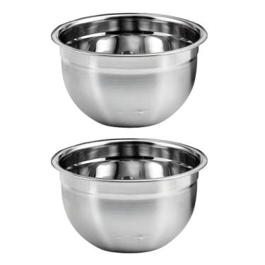 Imagem de Kit 2 Tigelas Mixing Bowl De Inox Redondo 30cm Para Preparo Cozinha Sa