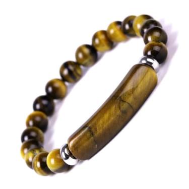 Imagem de HAIXIAN Pulseira unissex com pedras preciosas naturais, pulseira elástica ajustável com cristal de quartzo para homens e mulheres, moderate, Cristal Pedra preciosa, Ágata