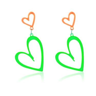 Imagem de Brincos de néon dos anos 80 para mulheres, 80, 90, triangulares, quadrados, coração, estrela, relâmpago, acessórios para festas, acessórios de neon, fantasia de Halloween, bijuteria, Small, Acrílico