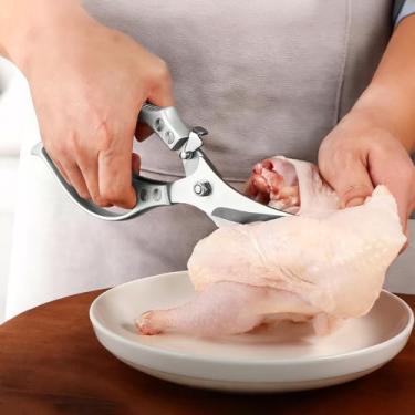 Imagem de Tesouras resistentes para aves, tesouras de cozinha com alça antiderrapante e trava de segurança, tesouras de cozinha multiuso para frango, corte de carne, peru, peixe, legumes, mola, pode ser lavada