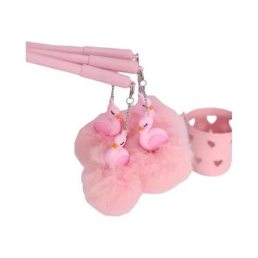 Imagem de Caneta Gel Flamingo Rosa, Cisne De Pelúcia Kawaii, Material Escolar Ne
