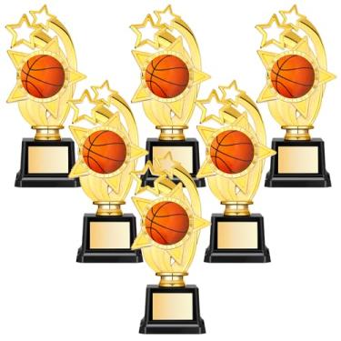 Imagem de Kenning 6 peças de troféu de basquete troféu dourado 19 cm medalhas de prêmio esportivo em massa alto concurso de basquete troféus equipe recompensa prêmio presente para competição esporte torneio