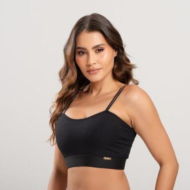Imagem de Sutiã Cropped Marina em Suede Canelado Top Confortável Feminino IMI Li