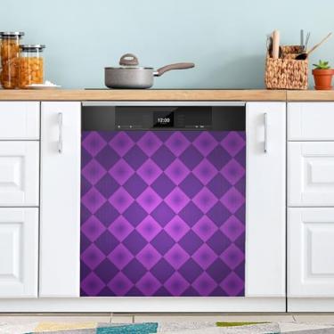 Imagem de ATTX Mardi Gras Capa magnética para lava-louças de diamante diagonal | Adesivo decorativo de eletrodomésticos de 58,4 cm x 66 cm para armários domésticos e eletrodomésticos (289)