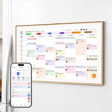 Imagem de JSUSOU Calendário digital inteligente de 53 cm com aplicativo gratuito e tela sensível ao toque – organizador familiar de montagem em 3 modos de geladeira, parede e mesa, assinatura gratuita