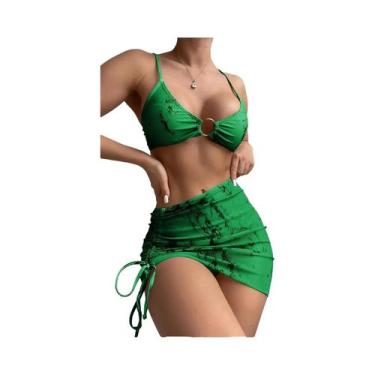 Imagem de Conjunto De Biquíni Sexy Push up Feminino Três Peças Moda Praia Maiô V