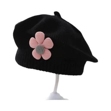 Imagem de Gorro De Inverno Quente Para Meninas Bebês, Chapéu De Flor Tricotado, 