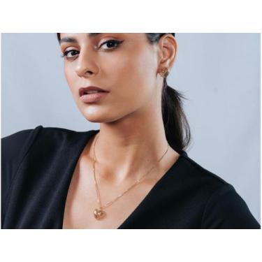 Imagem de Conjunto Colar e Brincos Coração vazados Folheados Ouro 18k - Deitos J