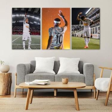 Imagem de KIT 3 Quadros Neymar Santos Foto ou Imagem Decorativa - Decoração Pare