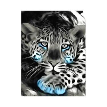 Imagem de Mosaico De Strass Leopardo E Leão Com Efeito Diamante, Decoração De Pa