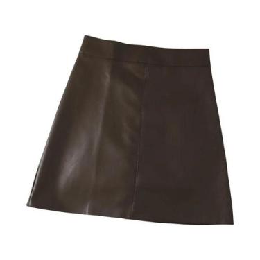 Imagem de Saia Mini Feminina De Cintura Alta Em material sintético, Saia Curta E