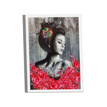 Imagem de Quadro Gueixa Com Flores -- Br Artes