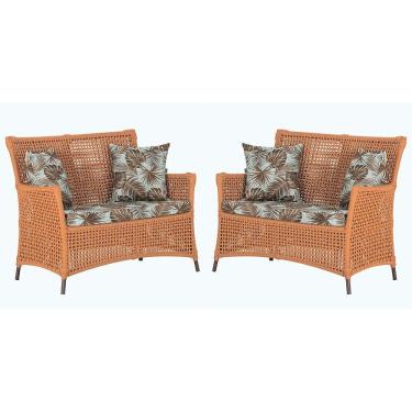 Imagem de 2 Sofás área Externa Igapó Alumínio Marrom Corda Náutica E6 Terra Cota