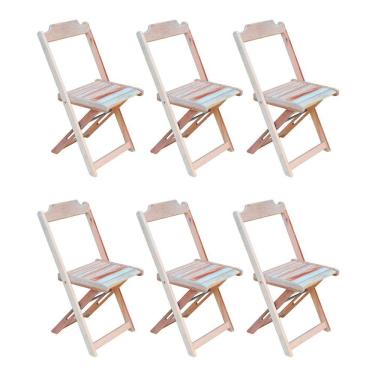 Imagem de Kit 6 Cadeiras Dobráveis Em Madeira Padrão Sem Pintura/Crua - Marrom