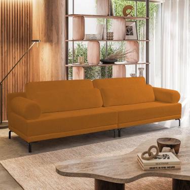 Imagem de Sofá 2 Lugares Living 194cm Pé Ferro Romeu Bouclê Caramelo K01 - D'rossi
