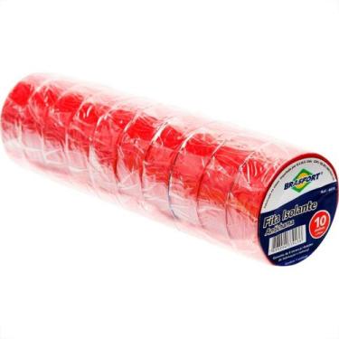 Imagem de Fita Isolante Brasfort 10M X 19Mm Vermelha 8650 - Kit C/10