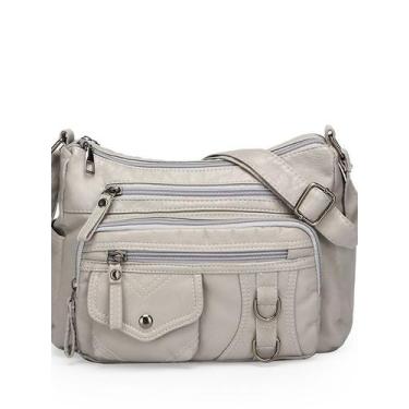 Imagem de Bolsa tiracolo feminina leve de couro PU cinza 280 g - taiyuanketanmao