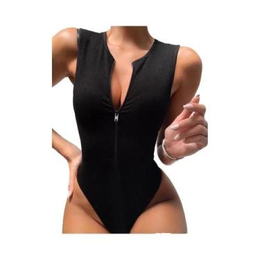 Imagem de Macacão Feminino Sexy Sem Mangas Com Zíper, Estilo Bodycon, Moda Verão