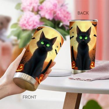 Imagem de Caneca de café Oasisdream Tumbler 600mL com estampa de gato