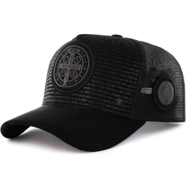 Imagem de Boné Sacudido`s - Medalha de São Bento - Suede Preto - Oração - Tamanho Especial