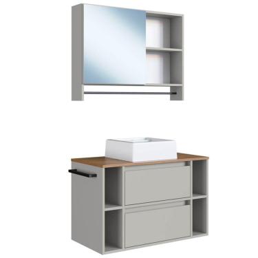 Imagem de Espelheira E Gabinete Suspenso Com Cuba 80cm Mel Arenas Proddy