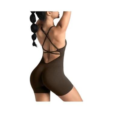 Imagem de Macacão Feminino Slim-Fit Sem Costura Para Yoga, Secagem Rápida E Resp