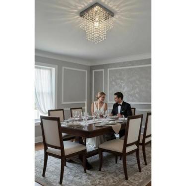 Imagem de Lustre Acrílico 20x20 Montado Bivolt Cinza E27 - Congratulations Store