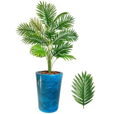 Imagem de Planta Palmeira Artificial Com Vaso Polietileno Marmorizado - Azul Cob