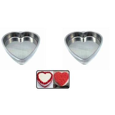 Imagem de Conjunto de 2 (duas) Assadeira Forma Coração Reto Alumínio Polido Cert