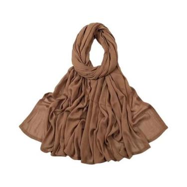 Imagem de Lenço Hijab De Algodão E Rayon Tamanho Grande, Cor Sólida, Para Mulher
