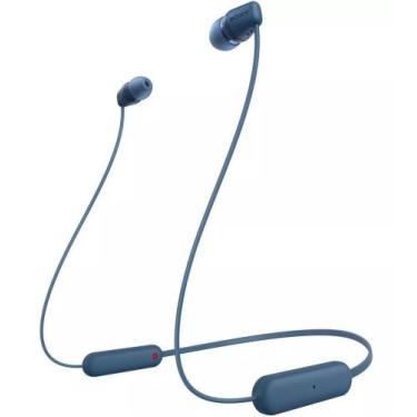 Imagem de Fone De Ouvido Bluetooth Academia Sony In-ear Wi-c100 White Cor Azul