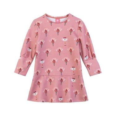 Imagem de Vestido Manga Comprida Lilica Ripilica Marisol Flores Rosa, 12, Rosa