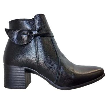 Imagem de Bota Feminina Casual Couro Legitimo Preto Ziper Salto - Dedmar, 37