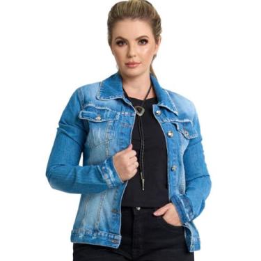 Imagem de Jaqueta Jeans Feminina Miss Country, Jeans médio, G