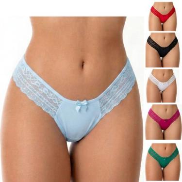 Imagem de Kit com 5 Calcinhas tanga Maravilha fio com laterais de renda, GG, Var