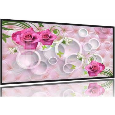 Imagem de Quadros Decorativos Feminino Rosas Botanico Quarto130x60 Moldura Preta 2x2