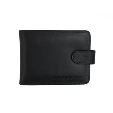 Imagem de Carteira Ferracini Masculina Couro Com Botão Preta Cfb023