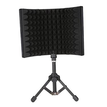 Imagem de Fancyes Escudo de isolamento de microfone com suporte de tripé, 3 painéis de som acústico para microfone condensador, cantando e vocais de transmissão