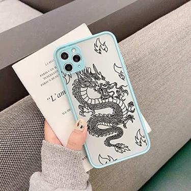 Imagem de Remazy Fashion Dragon Animal Pattern Phone Case para iPhone 13 12 11 Pro MAX X XS XR 8 7 6Plus Capa Dura Transparente Matte Bag, Estilo 10, Para iPhone 12