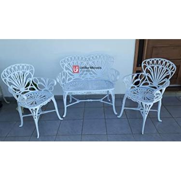 Imagem de Conjunto de Banco de 2 Lugares e 2 Poltronas Para Jardim Primavera em Alumínio Fundido Unifer Móveis