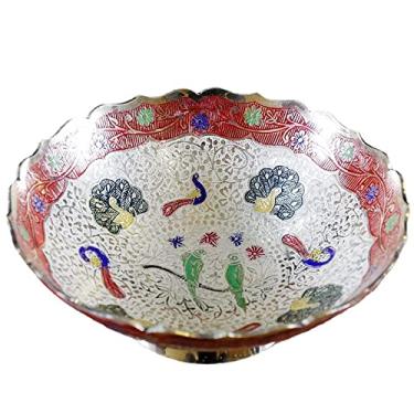 Imagem de Suprimentos budistas-prato de doces pintado de cobre puro indiano - para prato de frutas - prato de lanche - prato de frutas étnicas-decoração moderna criativa da sala de estar - branco grande