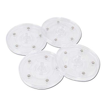 Imagem de FarBoat — Rolamentos de plástico para mesa de acrílico preguiçoso da Susan, para prateleiras de temperos de cozinha, bolo de mesa, Clear, 4"