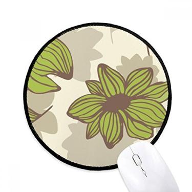 Imagem de Mouse pad de pintura de planta de flor verde marrom tapete redondo para computador