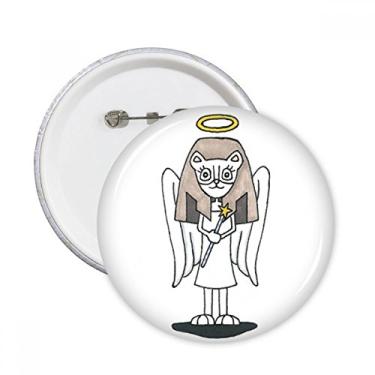 Imagem de Angel Bastet Wing Halo Star Alfinetes redondos Emblema de Botão Decoração Acessório 5 peças