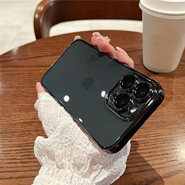 Imagem de Capa de telefone de silicone quadrada transparente para iPhone 14 13 12 11 Pro Max Mini X XR XS 6 7 8 14 Plus Capa traseira transparente, preta, para iPhone 6 6S